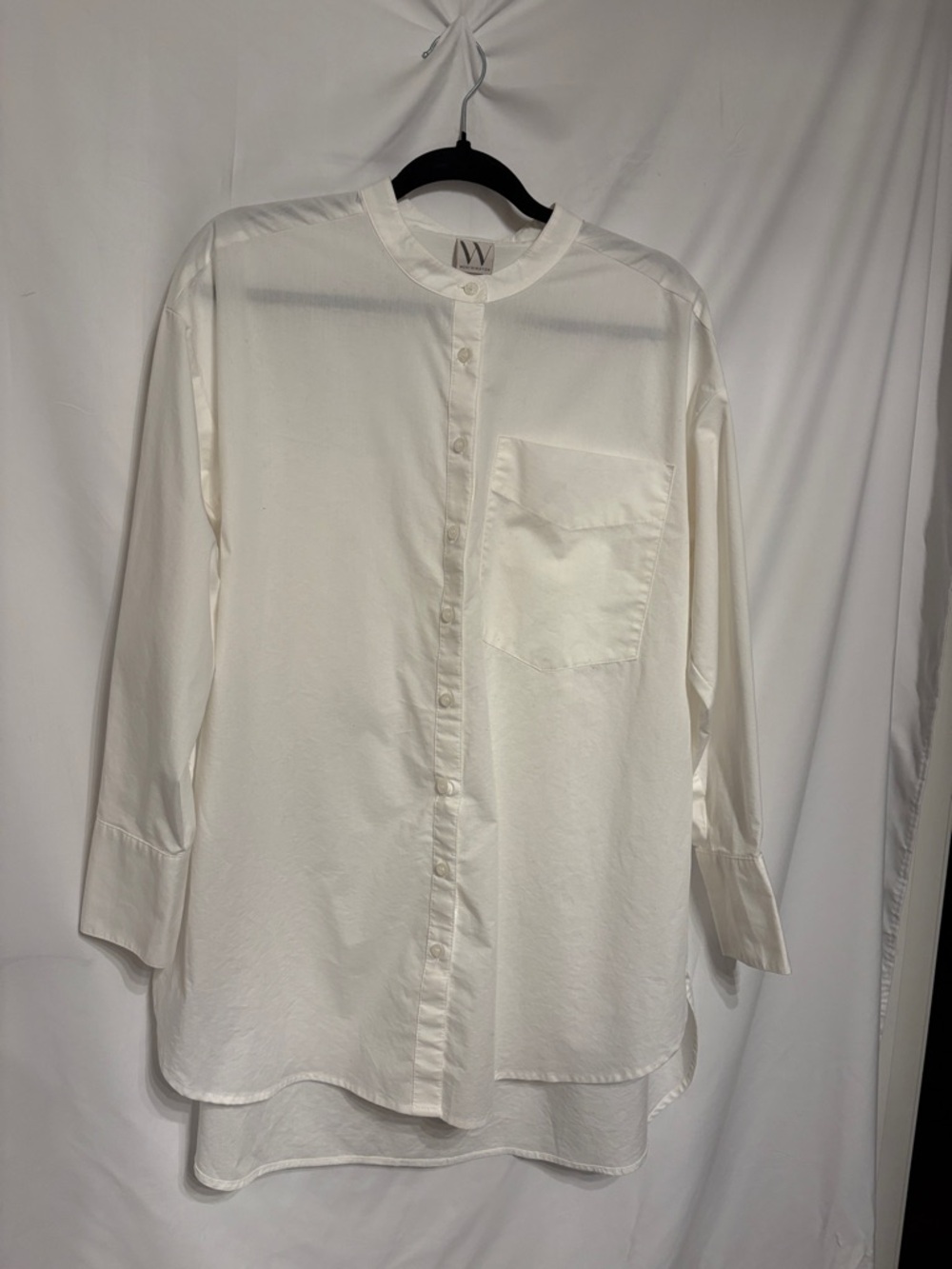 Worthington White Band-Collar Button-Down Shirt
